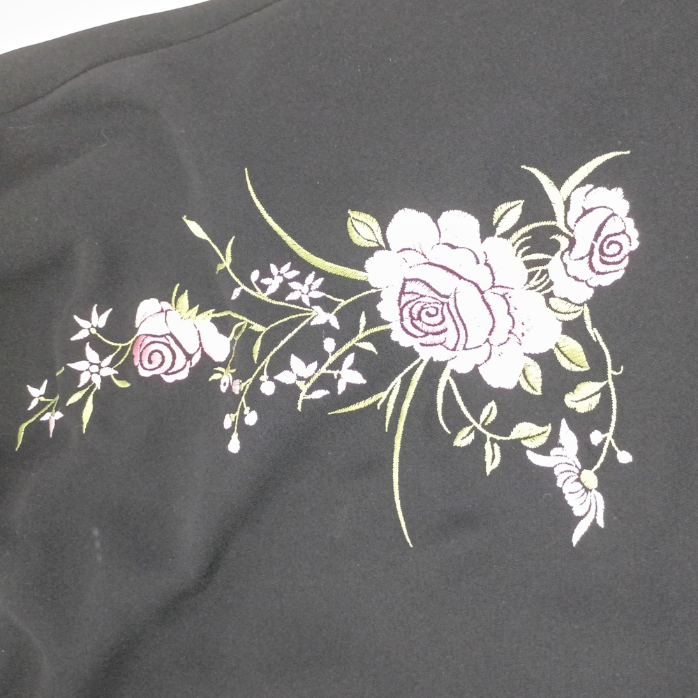 DRESSBARN, Black Midi Dress with Pink Floral Embroidery - Picture 3 of 9